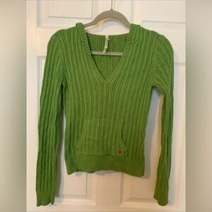 Retro Aeropostale Y2K V-Neck Hooded Waist Length Sweater - Size Medium